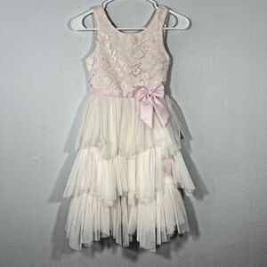 Couture Princess Dress‎ Kids 7 Tulle Tiered layered  Sleeveless Formal